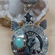 Silver Turtle Pendant w/ Turquoise